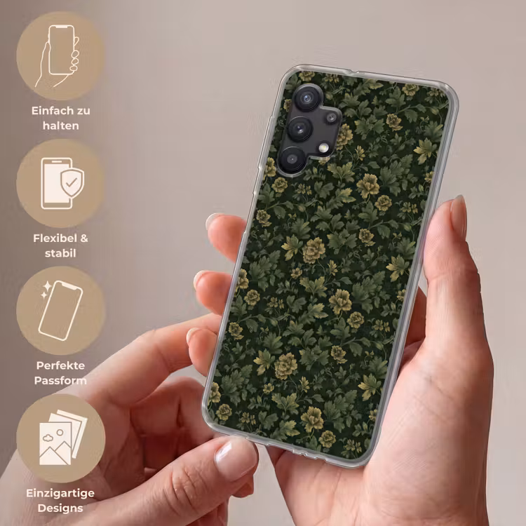 Donker - Groen - Goud - Botanisch Telefoonhoesje Samsung Galaxy A32 5G klein 346 -sfeer3_DE