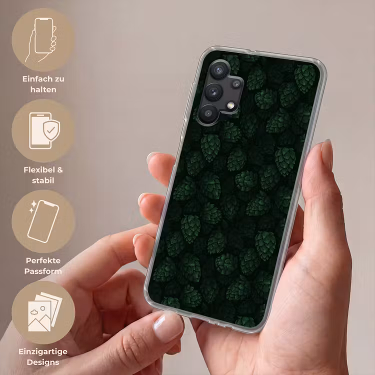 Donker - Groen - Hopbellen - Botanisch - Illustratie Telefoonhoesje Samsung Galaxy A32 5G klein 346 -sfeer3_DE