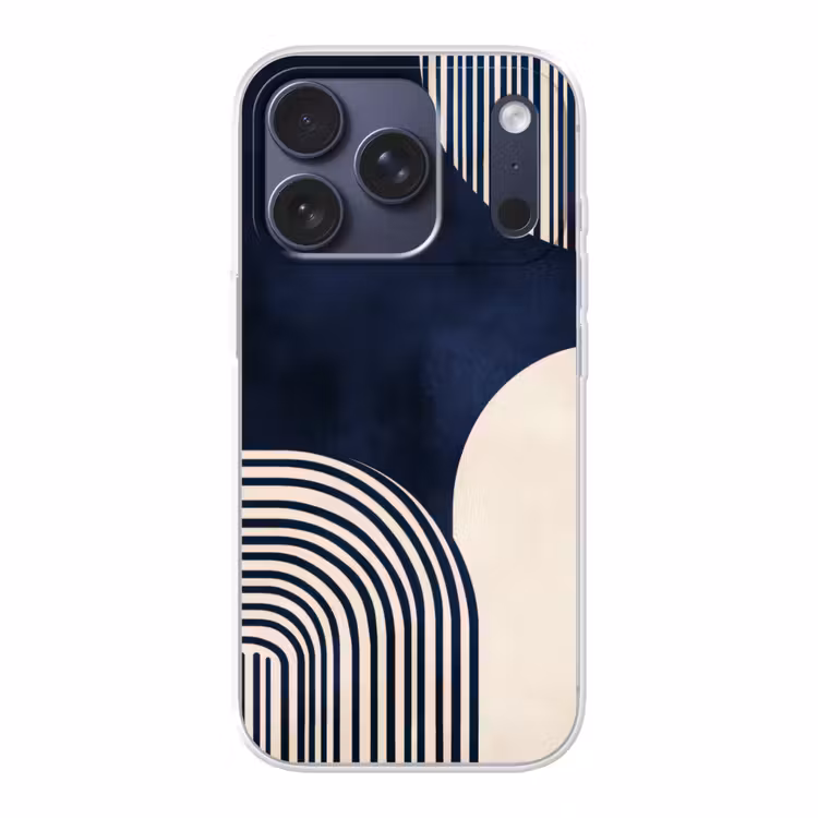 Donkerblauw - Abstract - Lijnen Telefoonhoesje iPhone 17 Pro klein -3d