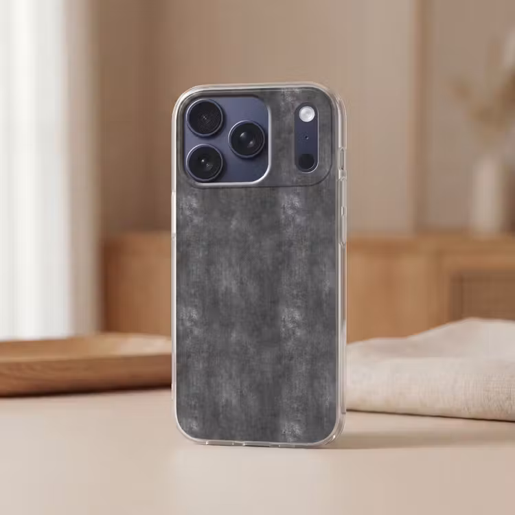 Donkergrijs - Ruw - Beton Telefoonhoesje iPhone 17 Pro klein 878 -sfeer2