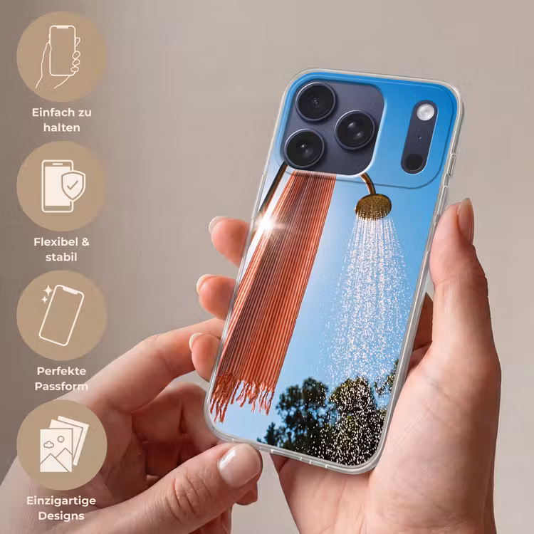 Douche - Water - Zomer - Blauw Telefoonhoesje iPhone 17 Pro klein -sfeer3_DE