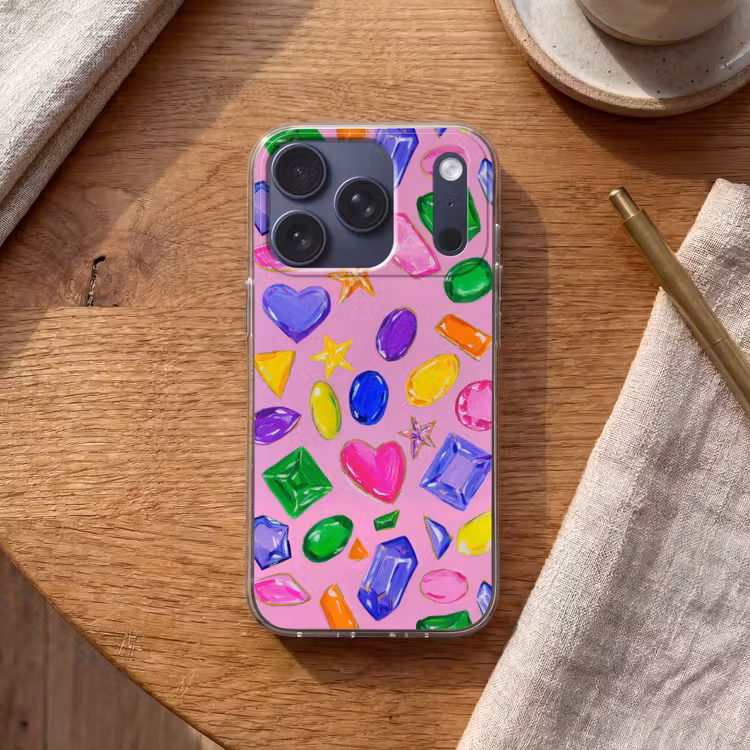 Edelstenen - Vormen - Hartje - Kleurrijk Telefoonhoesje iPhone 17 Pro klein -sfeer1
