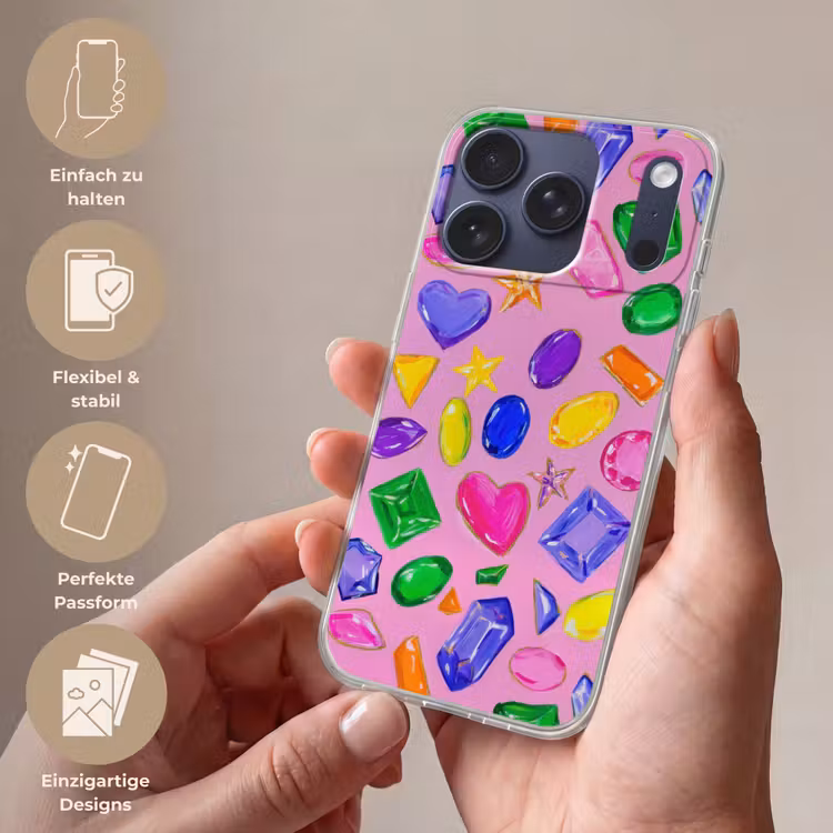 Edelstenen - Vormen - Hartje - Kleurrijk Telefoonhoesje iPhone 17 Pro klein -sfeer3_DE