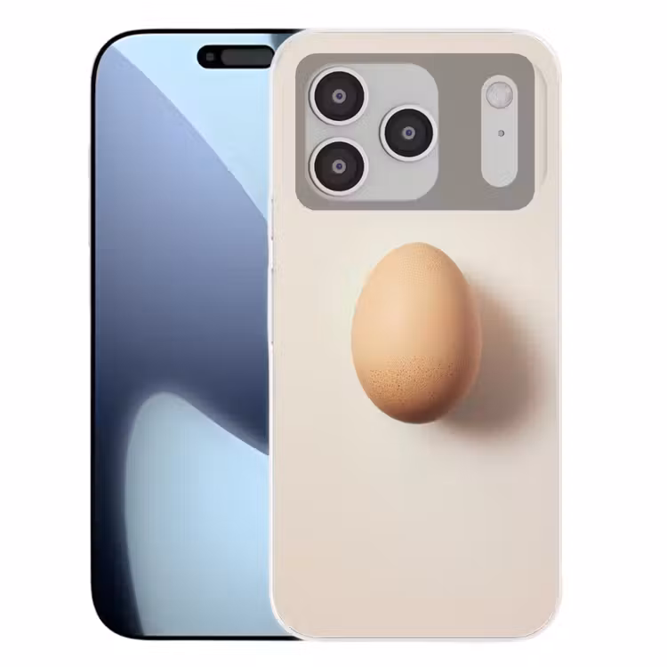 Ei - Beige - Ovaal - Egaal Telefoonhoesje iPhone 17 Pro klein -3d