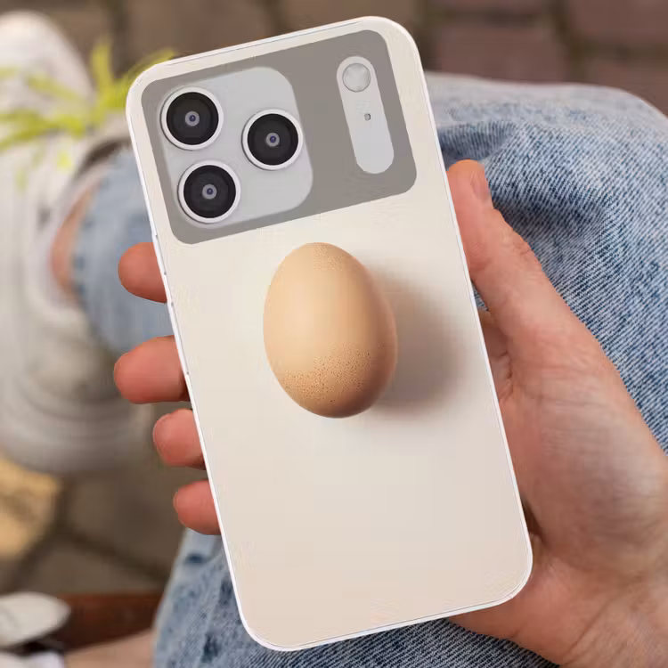 Ei - Beige - Ovaal - Egaal Telefoonhoesje iPhone 17 Pro klein -sfeer2