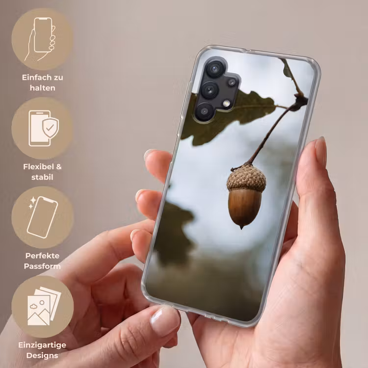 Eikel - Eikenblad - Bos - Herfst - Natuur Telefoonhoesje Samsung Galaxy A32 5G klein -sfeer3_DE