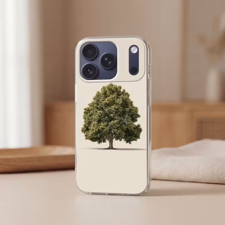 Eikenboom - Groen - Lichte achtergrond Telefoonhoesje iPhone 17 Pro klein -sfeer2