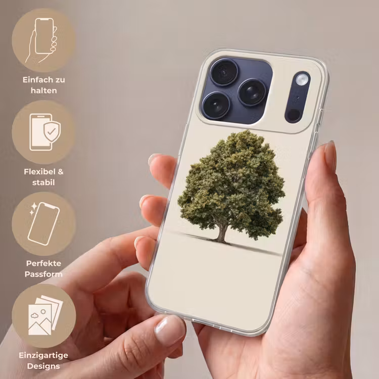 Eikenboom - Groen - Lichte achtergrond Telefoonhoesje iPhone 17 Pro klein -sfeer3_DE