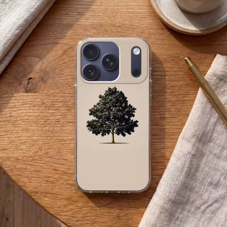 Eikenboom - Schaduw - Egaal Telefoonhoesje iPhone 17 Pro klein -sfeer1