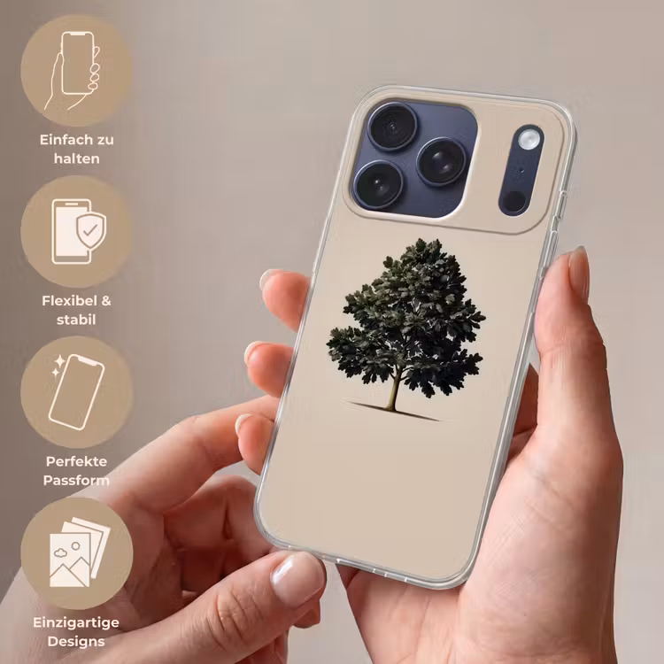 Eikenboom - Schaduw - Egaal Telefoonhoesje iPhone 17 Pro klein -sfeer3_DE