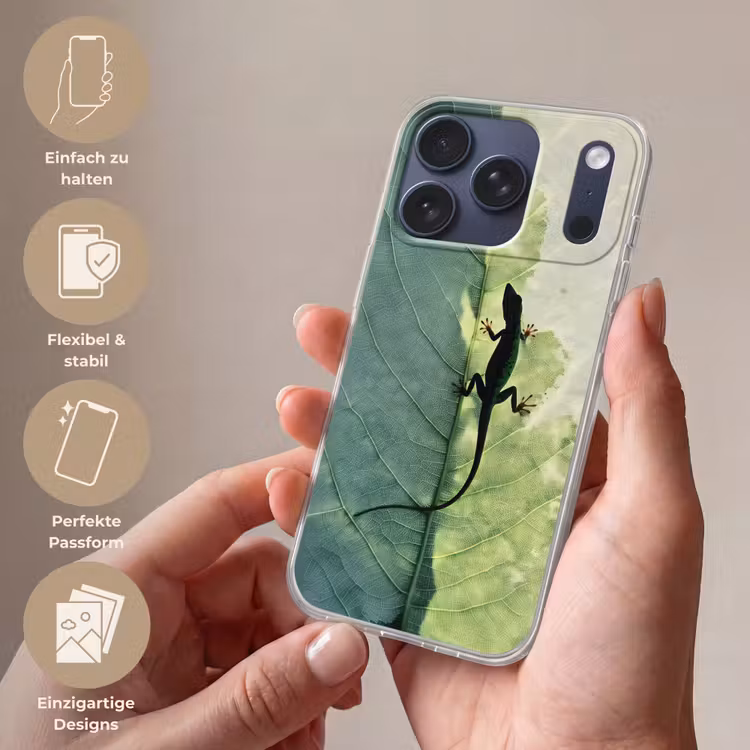 Hagedis - Blad - Nerven - Groen Telefoonhoesje iPhone 17 Pro klein -sfeer3_DE
