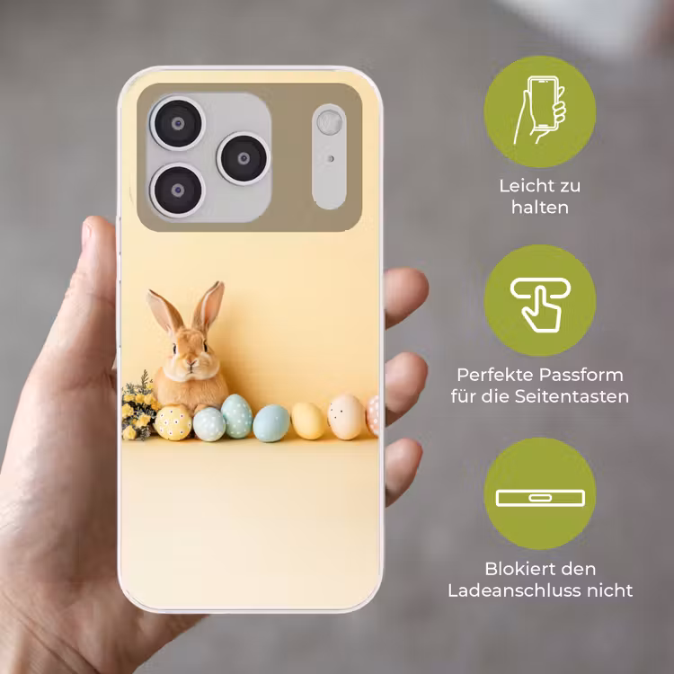 Eieren - Konijn - Pasteltinten Telefoonhoesje iPhone 17 Pro klein -sfeer3_DE