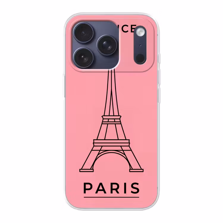 Eiffeltoren - Parijs - Architectuur - Minimalistisch - Roze Telefoonhoesje iPhone 17 Pro klein -3d