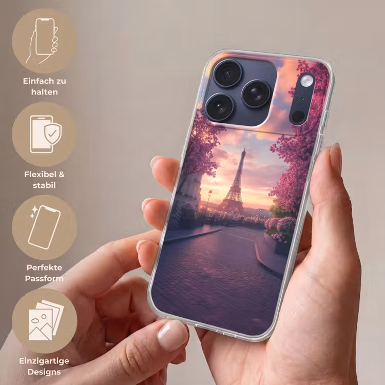 Eiffeltoren - Parijs - Roze Telefoonhoesje iPhone 17 Pro klein -sfeer3_DE