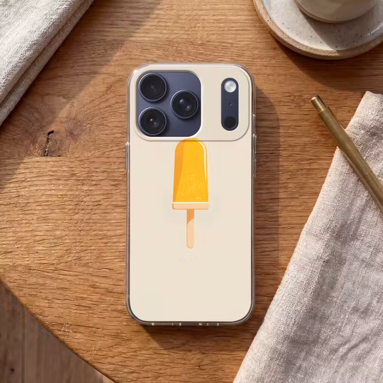 Oranje - Stokje - Waterijsje Telefoonhoesje iPhone 17 Pro klein -sfeer1