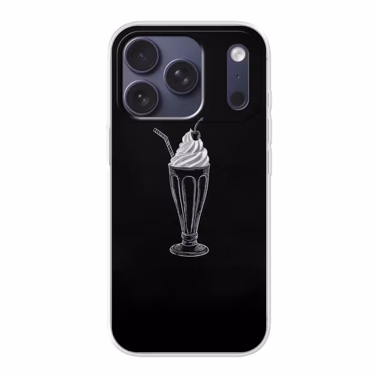 Ijscoupe - Kers - Krijtstijl - Slagroom Telefoonhoesje iPhone 17 Pro klein -3d