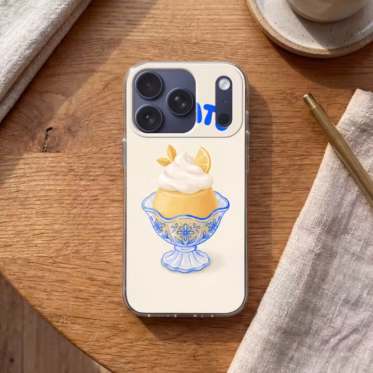 IJs - Citroen - Illustratie - Geel - Dessert Telefoonhoesje iPhone 17 Pro klein -sfeer1