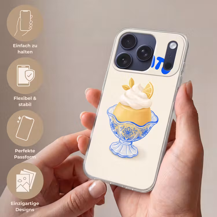 IJs - Citroen - Illustratie - Geel - Dessert Telefoonhoesje iPhone 17 Pro klein -sfeer3_DE