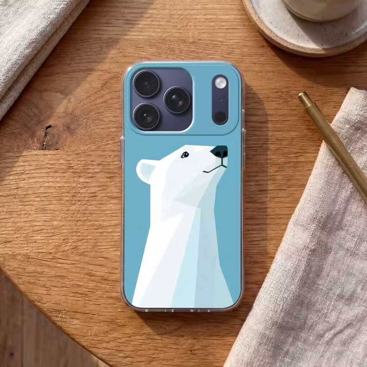 Ijsbeer - Lichtblauw - Minimalistisch Telefoonhoesje iPhone 17 Pro klein -sfeer1