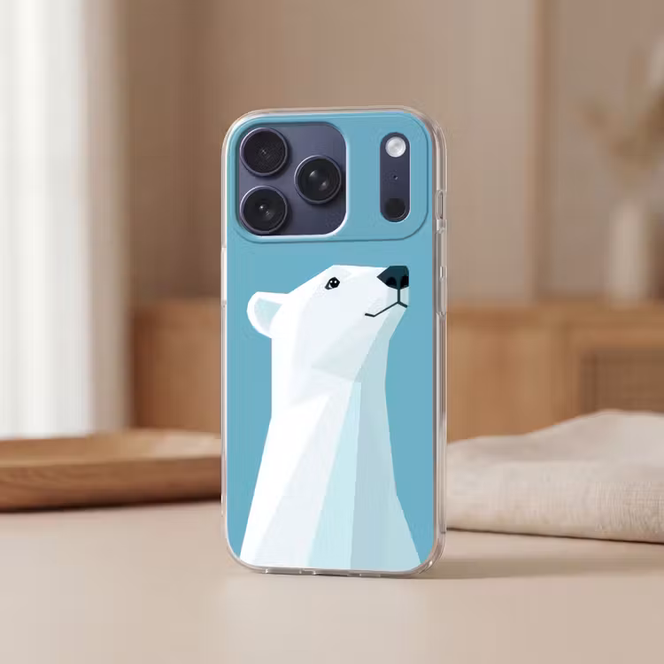 Ijsbeer - Lichtblauw - Minimalistisch Telefoonhoesje iPhone 17 Pro klein -sfeer2