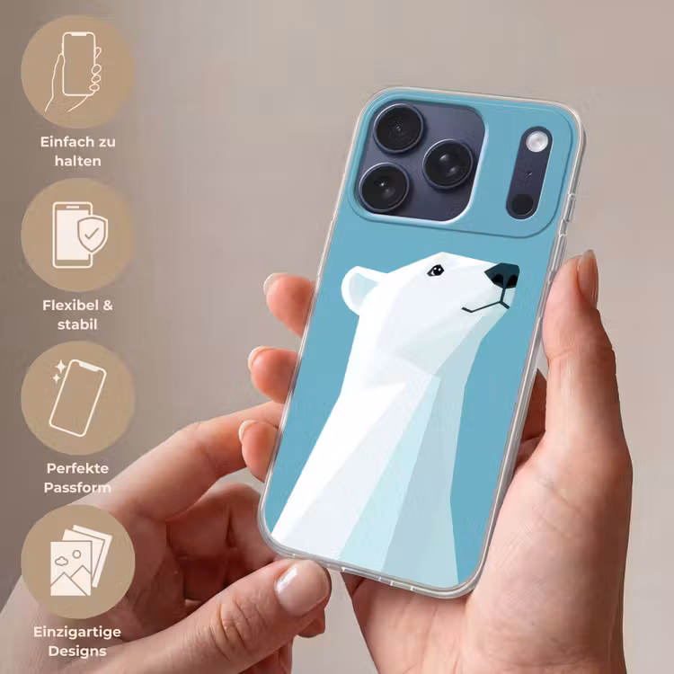 Ijsbeer - Lichtblauw - Minimalistisch Telefoonhoesje iPhone 17 Pro klein -sfeer3_DE