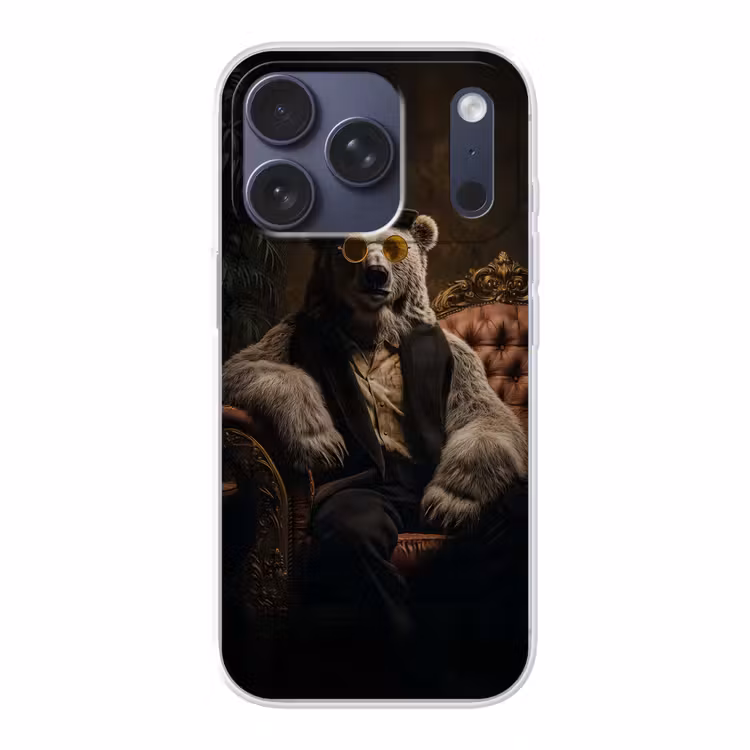 Ijsbeer - Hoed - Bril - Stoel Telefoonhoesje iPhone 17 Pro klein -3d