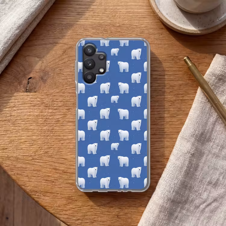 IJsbeer - Patroon - Blauw Telefoonhoesje Samsung Galaxy A32 5G klein 346 -sfeer1