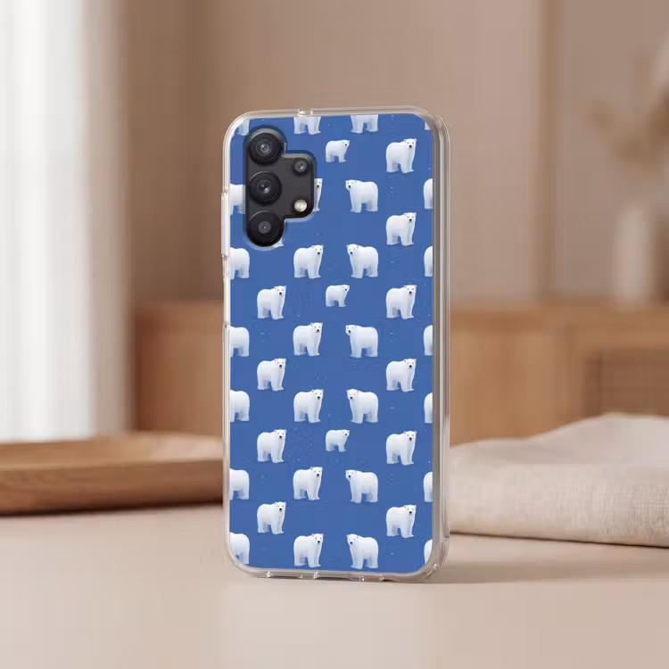 IJsbeer - Patroon - Blauw Telefoonhoesje Samsung Galaxy A32 5G klein 346 -sfeer2