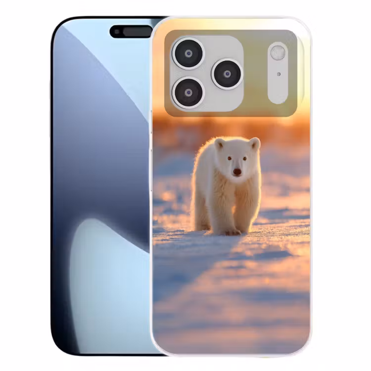 Ijsbeer - Sneeuw - Zonsopgang Telefoonhoesje iPhone 17 Pro klein -3d
