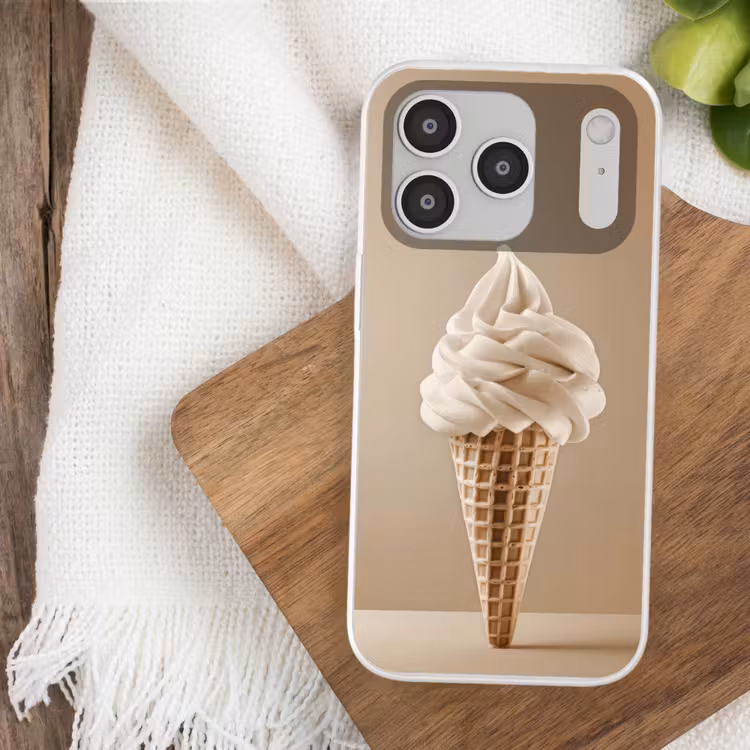 IJs - Softijs - Romig - Hoorntje - Beige Telefoonhoesje iPhone 17 Pro klein -sfeer1