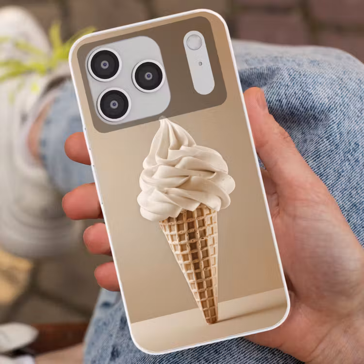 IJs - Softijs - Romig - Hoorntje - Beige Telefoonhoesje iPhone 17 Pro klein -sfeer2