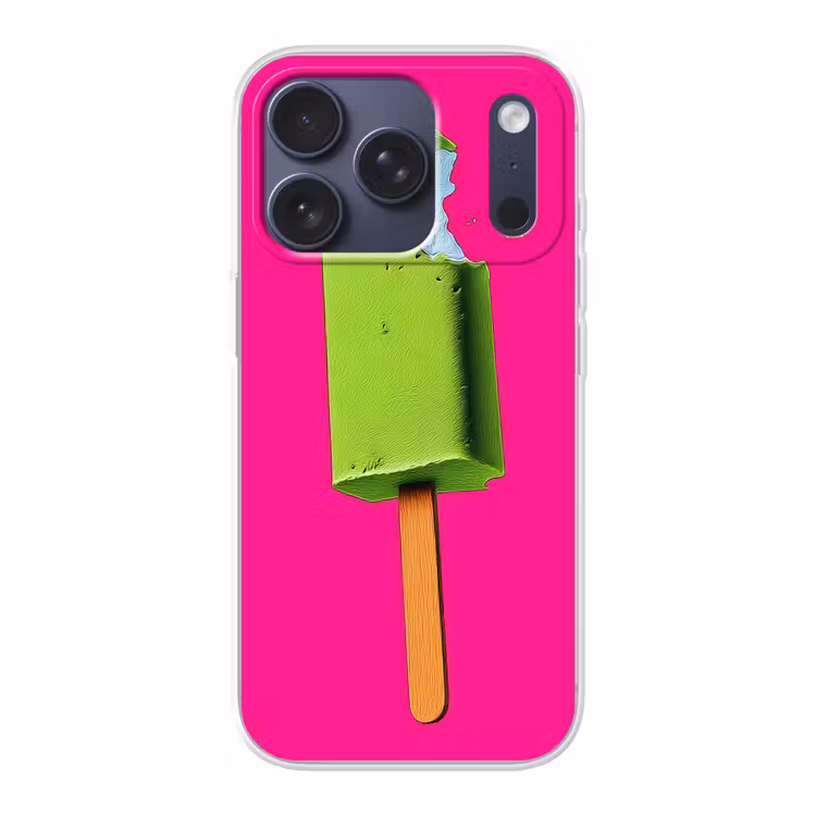 Ijsje - Stokje - Minimalistisch - Groen Telefoonhoesje iPhone 17 Pro klein -3d