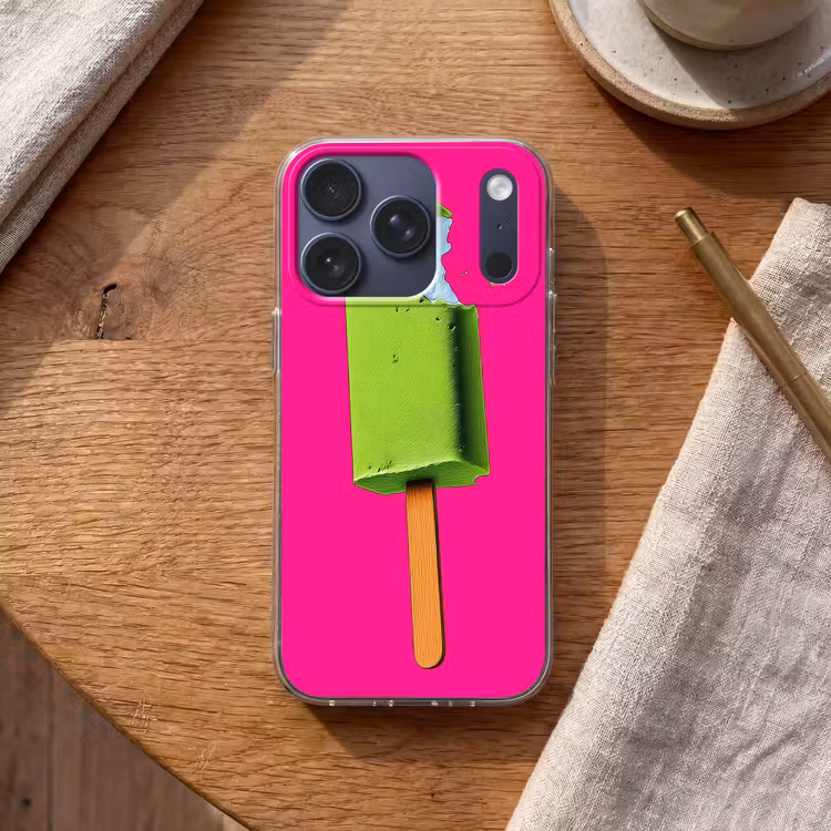 Ijsje - Stokje - Minimalistisch - Groen Telefoonhoesje iPhone 17 Pro klein -sfeer1
