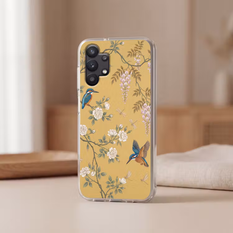 IJsvogels - Bloesem - Geel Telefoonhoesje Samsung Galaxy A32 5G klein -sfeer2