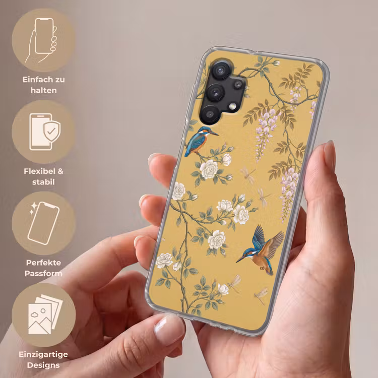 IJsvogels - Bloesem - Geel Telefoonhoesje Samsung Galaxy A32 5G klein -sfeer3_DE
