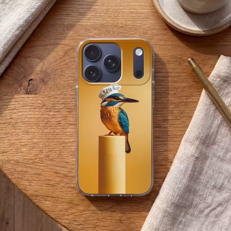 Ijsvogel - Pilaar - Koksmuts - Vogel Telefoonhoesje iPhone 17 Pro klein -sfeer1