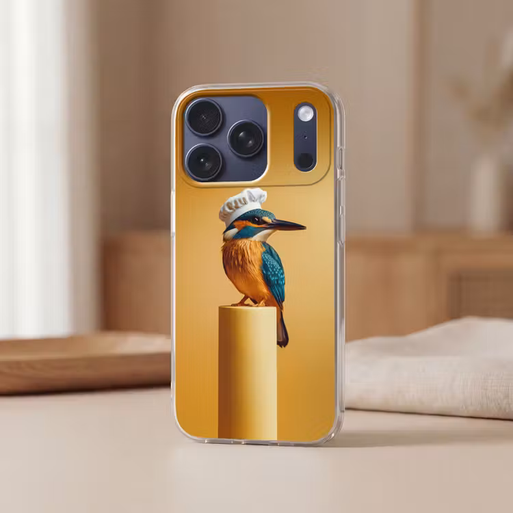 Ijsvogel - Pilaar - Koksmuts - Vogel Telefoonhoesje iPhone 17 Pro klein -sfeer2