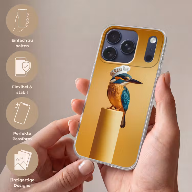 Ijsvogel - Pilaar - Koksmuts - Vogel Telefoonhoesje iPhone 17 Pro klein -sfeer3_DE