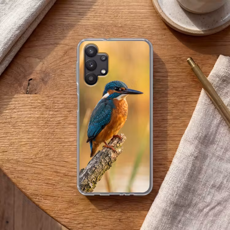 IJsvogel - Tak - Water - Kleurrijk - Levendig Telefoonhoesje Samsung Galaxy A32 5G klein -sfeer1