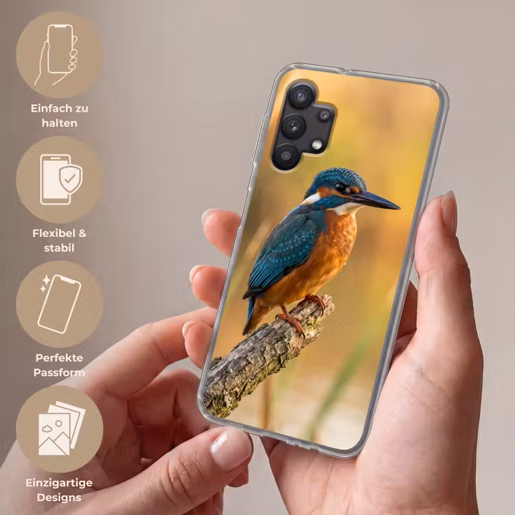 IJsvogel - Tak - Water - Kleurrijk - Levendig Telefoonhoesje Samsung Galaxy A32 5G klein -sfeer3_DE