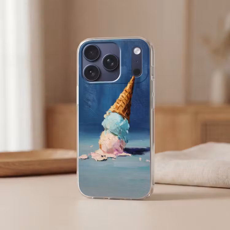 Ijshoorn - Bolletjes - Smelt - Roze Telefoonhoesje iPhone 17 Pro klein -sfeer2
