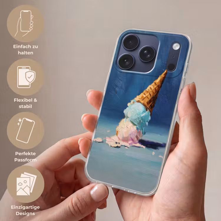 Ijshoorn - Bolletjes - Smelt - Roze Telefoonhoesje iPhone 17 Pro klein -sfeer3_DE