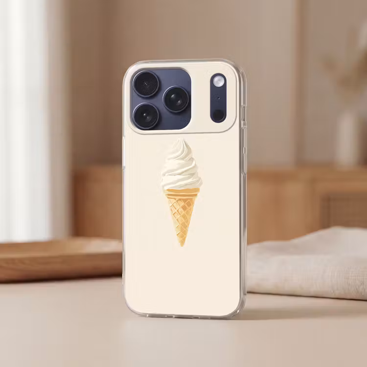 Softijs - Hoorntje - Wit Telefoonhoesje iPhone 17 Pro klein -sfeer2