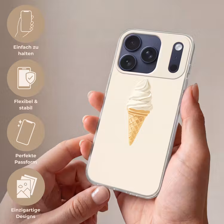 Softijs - Hoorntje - Wit Telefoonhoesje iPhone 17 Pro klein -sfeer3_DE