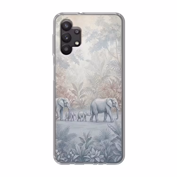 Olifant - Familie - Jungle - Illustratie - Grijs Telefoonhoesje Samsung Galaxy A32 5G klein -3d