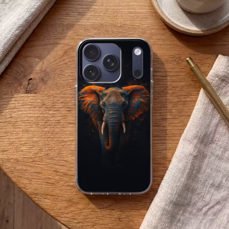 Olifant - Oranje - Oren Telefoonhoesje iPhone 17 Pro klein -sfeer1