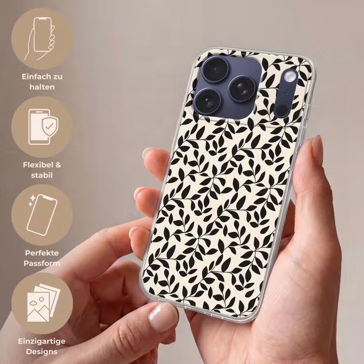 Elegant - Patroon - Zwart - Beige Telefoonhoesje iPhone 17 Pro klein 878 -sfeer3_DE