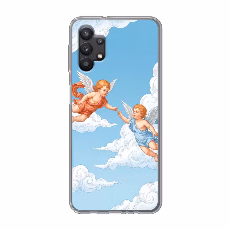 Engel - Vliegend - Klassiek - Blauw Telefoonhoesje Samsung Galaxy A32 5G klein -3d