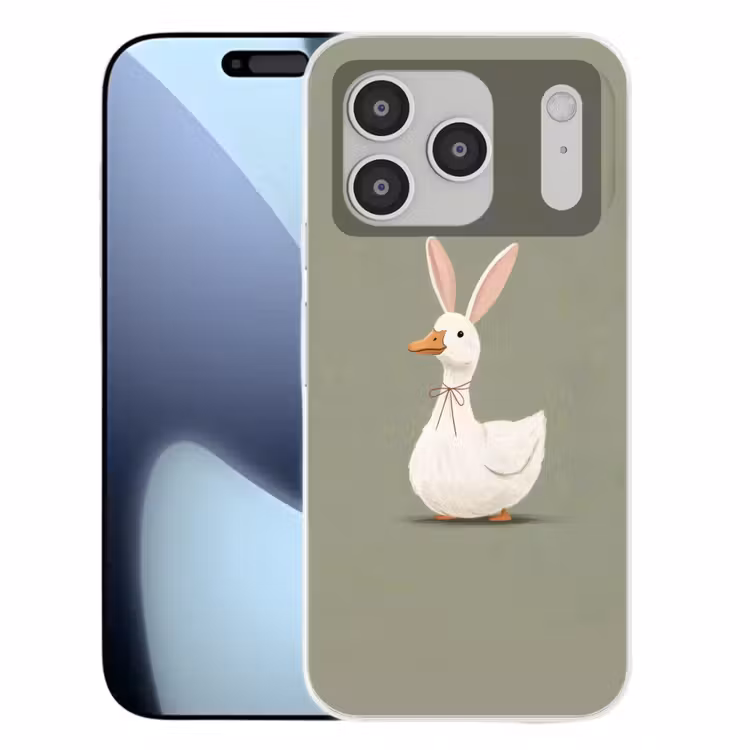 Eend - Konijnoren - Grijs Telefoonhoesje iPhone 17 Pro klein -3d