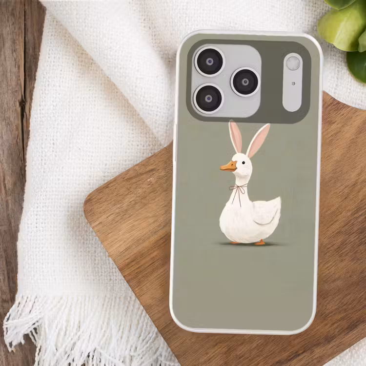 Eend - Konijnoren - Grijs Telefoonhoesje iPhone 17 Pro klein -sfeer1